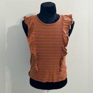 J.Crew Linen Ruffle Sleeve Top | Size XS